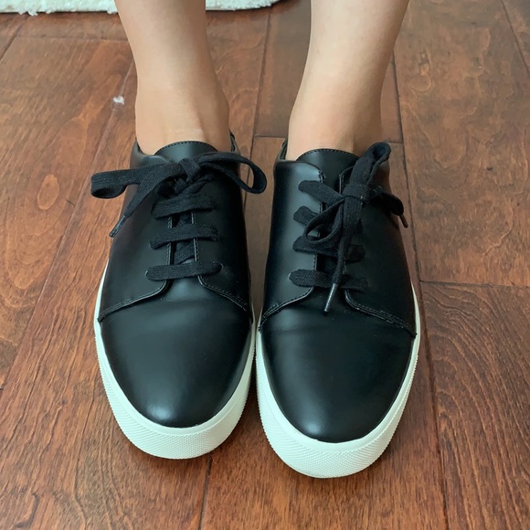 Vince Shoes Vince Black Leather Lace Up Sneakers Size 7 Poshmark